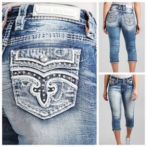 🤘ROCK REVIVAL🎸 ARONA EASY CROP CAPRI JEANS Size 28